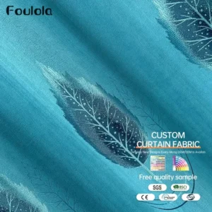 Factory Supply Leaves Pattern Sound Insulation Polyester 80% Blackout Jacquard Curtain Fabric