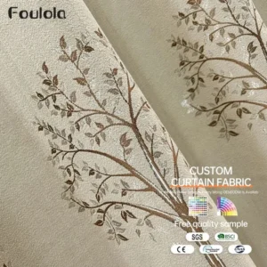 Factory Supply Branch Pattern Polyester 80% Blackout Jacquard Curtain Fabric