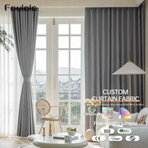 Factory Supply Two Side Linen 100% Blackout Simple Style Hotel Curtain Fabric