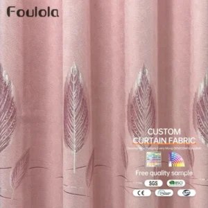 Factory Supply Sound Insulation Polyester Leaves Pattern Jacquard Curtain Fabric With 80% Blackout 2.8M/3.2M Width