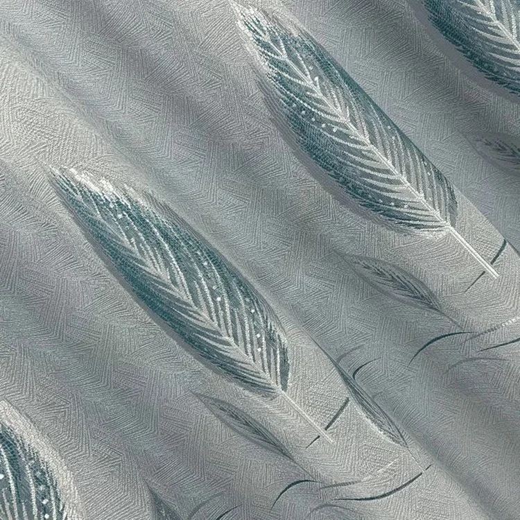 Factory Supply Leaves Pattern Polyester Jacquard Blackout Curtain Fabric - Image 4