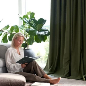 Customizable Luxury Home Curtains Dark Green Blackout Levels Premium Window Coverings