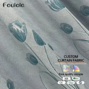 Factory Supply Triple Weaving Artwork Polyester Flowers Pattern Jacquard Curtain Fabric With 80% Blackout 2.8M/3.2M Width