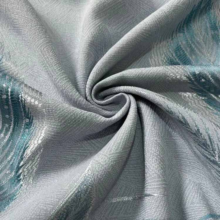 Factory Supply Leaves Pattern Polyester Jacquard Blackout Curtain Fabric - Image 2