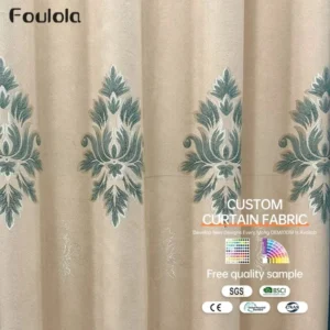 Factory Supply European Style Flowers Pattern Jacquard Blackout Curtain Fabric