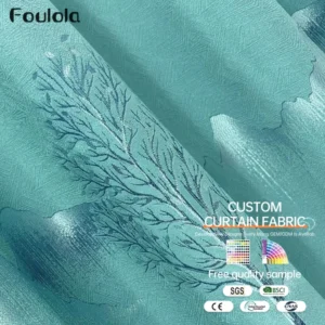 Factory Supply Landscape StyleJacquard Curtain Fabric With 80% Blackout 2.8M/3.2M Width