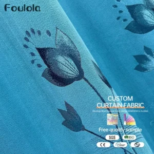 Factory Supply Plant Pattern Triple Weaving Artwork 80% Blackout Jacquard Curtain Fabric With Sound Insulation 2.8M Width