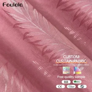 Factory Supply Leaves Pattern Design Polyester Jacquard Curtain Fabric With 80% Blackout