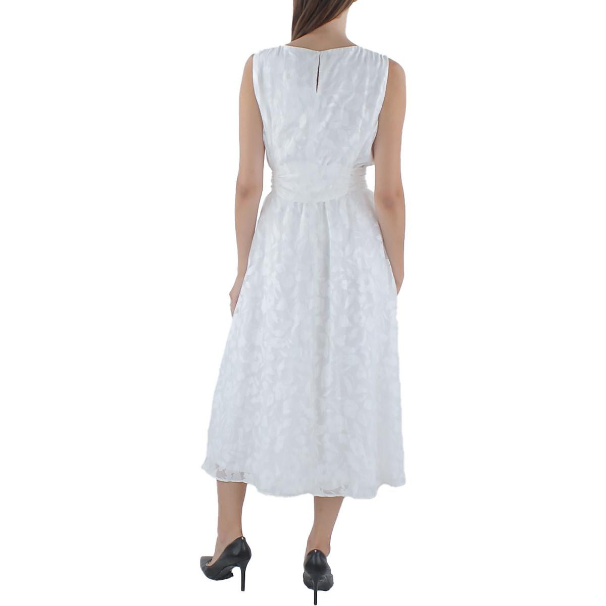 Anne Klein Womens Long Belted Midi Dress